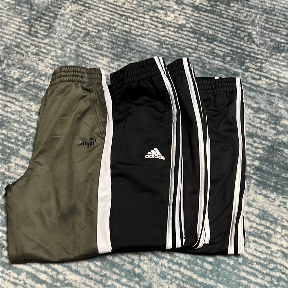 Adidas and Puma Kids Track Pants Set - Black and Olive